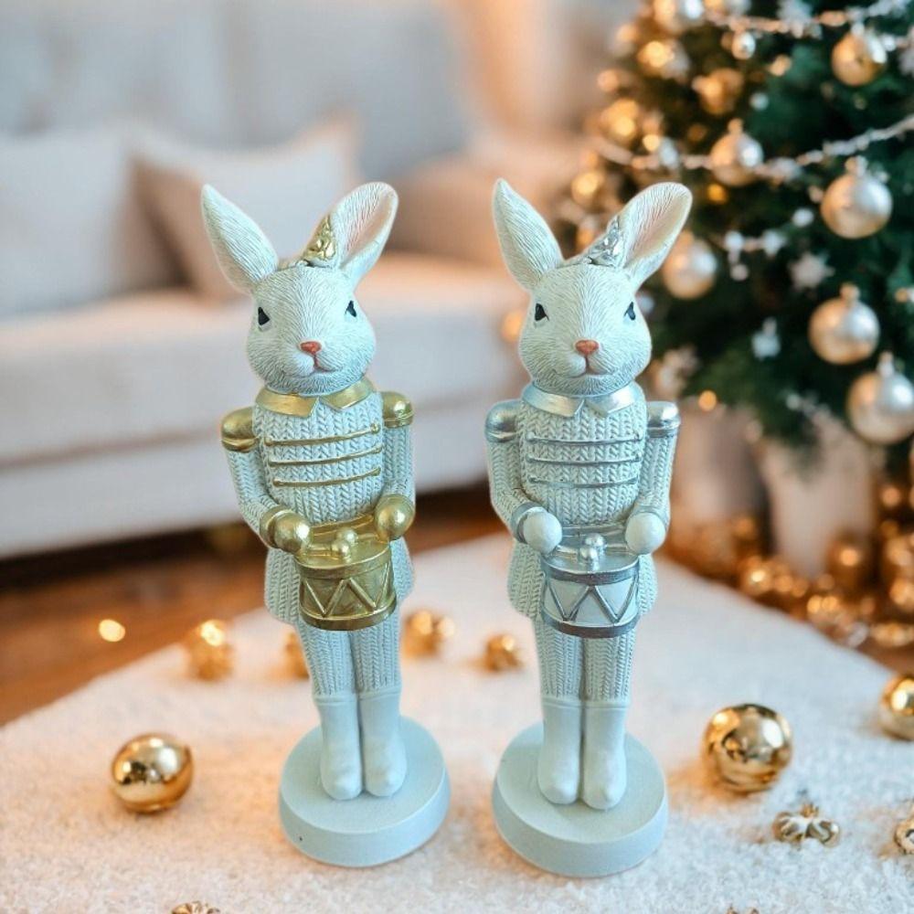 Soldier Style Nut Cracker Rabbit Resin Material Bunny Sculpture Bunny Figurines  Bookshelves Decor