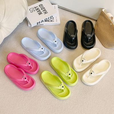 Cartoon slippers dames zomerkleding platte zool knijp strandslippers etikettering