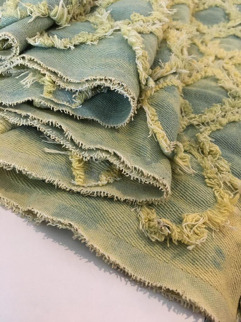 Fringe Diamond Denim Handmade Denim Thin Cotton Denim 1m Fabric, Remnants, Fabric, (Yellowstone)