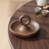 Round Walnut Tray Raised Rim Serving Platter Smooth Surface for Afternoon Tea