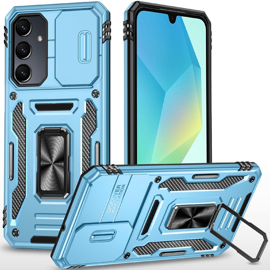 For Samsung Galaxy A16 4G/5G Case Kickstand Slide Lens Lid PC+TPU Drop-Proof Phone Cover