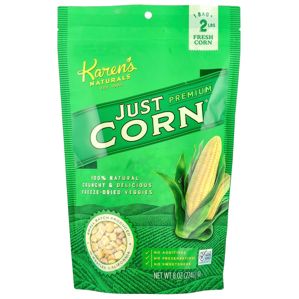 Karens Naturals Premium Freeze-Dried Vegetables Just Corn 224g (8oz) 224g - 1 ea