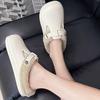 Autumn Winter Fur Clog Slippers Women 2026 Lightweight Non Slip Indoor Cotton Slippers Woman Buckle Decor Soft Sole Birken Shoes