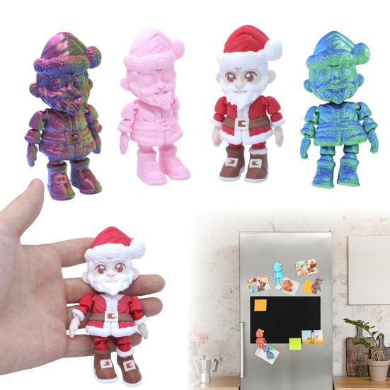 Santa Fridge Magnet Movable Joints Christmas Ornaments 3D Printed Festive Fridge Decor Unique Party Gift