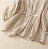 2025 Spring/Summer Women's V-neck Waist-Cinching Cotton Linen Top - Loose, Slimming, Versatile, Five-Sleeve Shirt