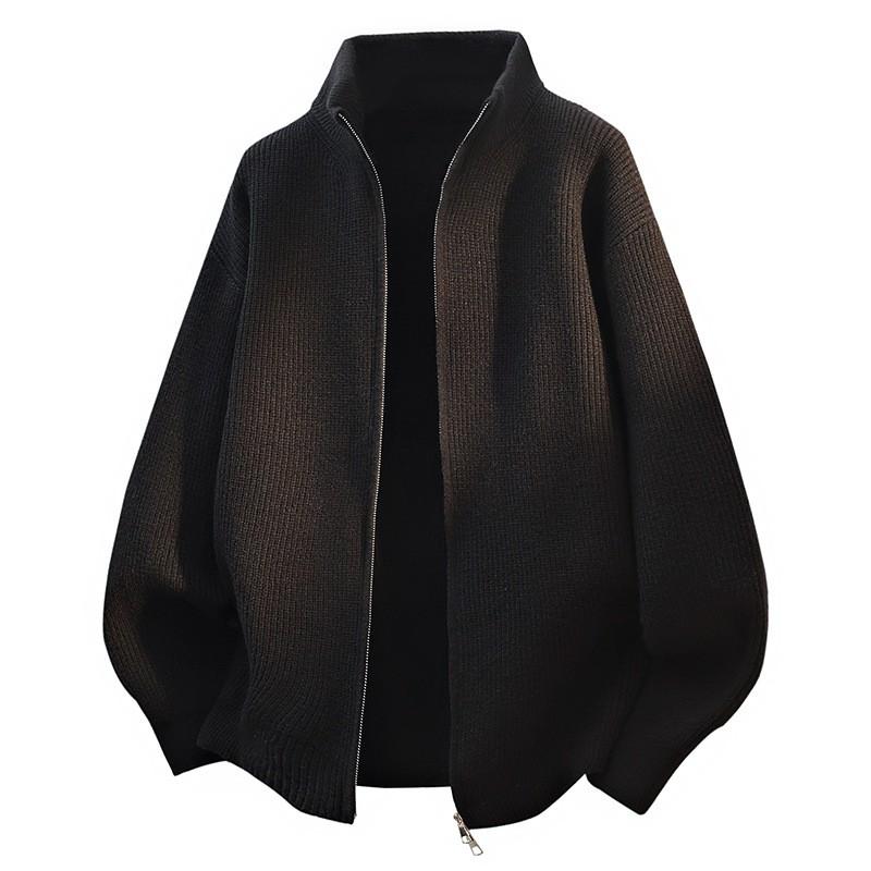 Mens Loose Fit Half Turtleneck Knit Cardigan Sweater Casual Streetwear Winter Basic Solid Color
