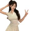 Summer Sexy Spice Slim Skinny Short Polo Neck Short Sleeve Fashion Personality Versatile Solid Color Top T-Shirt Ins