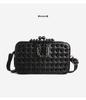 Gothic Style Textured Black Shoulder & Crossbody Bag with Rivets for Women