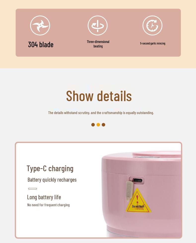 Electric Mini Food Processor: Meat Grinder, Chopper, Mincer, Garlic Presser, Baby Food Maker