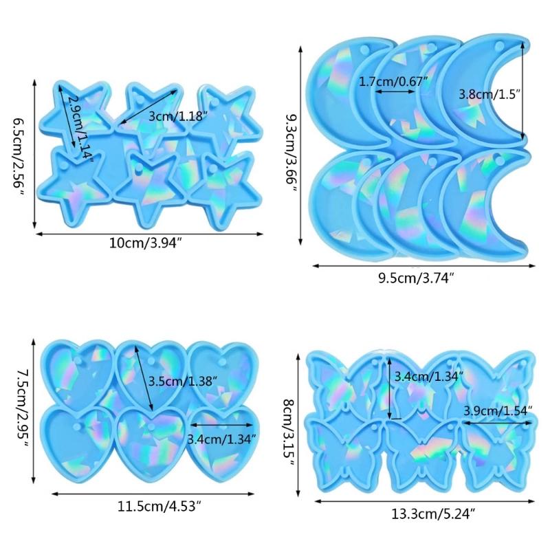 Jewelry Casting Mold Star Moon Heart Butterfly Silicone Mold Holographic Resin Mold for DIY Keychains Earring Pendant