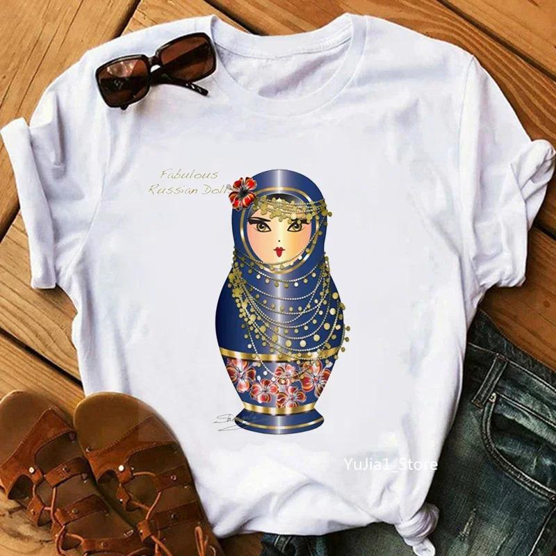 Unisex Russian Doll T-Shirt Women'S Clothing 2024 Funny Summer Fashion Tshirt Femme White Casual T Shirt Female Harajuku Shirt