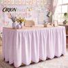 Saia de Mesa Portátil para Eventos Saia Xadrez, 1,8 m x 74 cm Mesa de Professor Plissada Festa de Portas Abertas Saia Colorida Listrada Sala de Aula Volta às Aulas,
