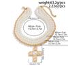 Tooxika Breezy Cross Alloy Pendant Chain French Elegant Pearl Beaded Necklace