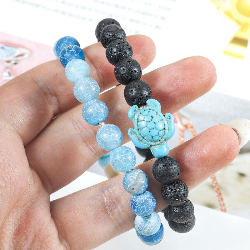 Bransoletka z koralików do śledzenia zwierząt z kamieniami naturalnymi - Wzór Żółwia, Słonia, Rekina