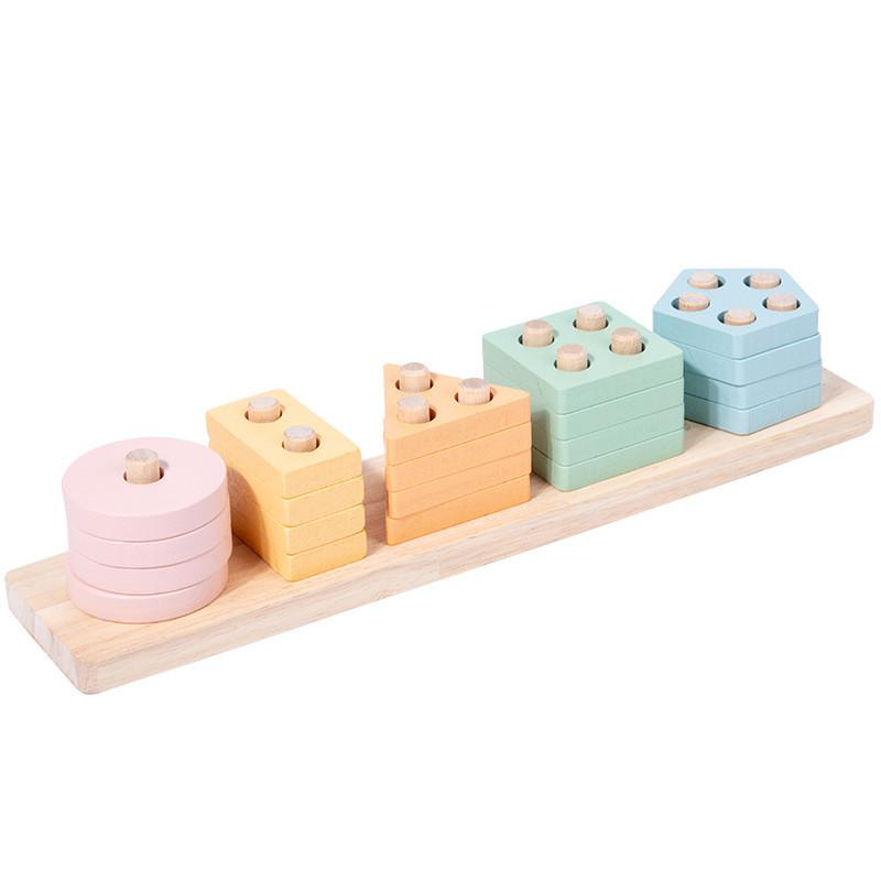 Wooden Geometric Shape Matching Blocks Set Educational Toy For Kids Learning