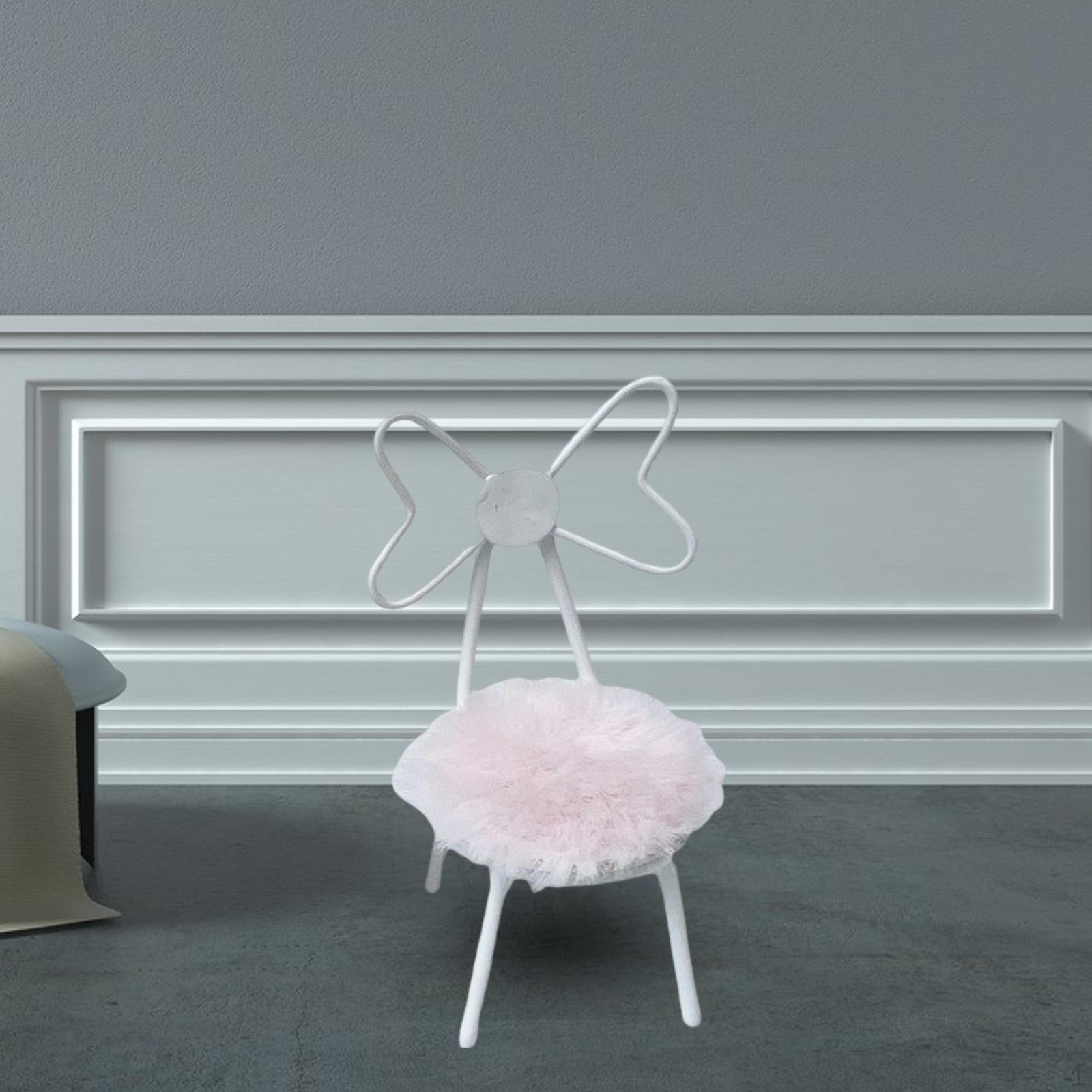 

1:12 масштаб кукольный домик металлический стул с плюшевой подушкой украшения дома аксессуары