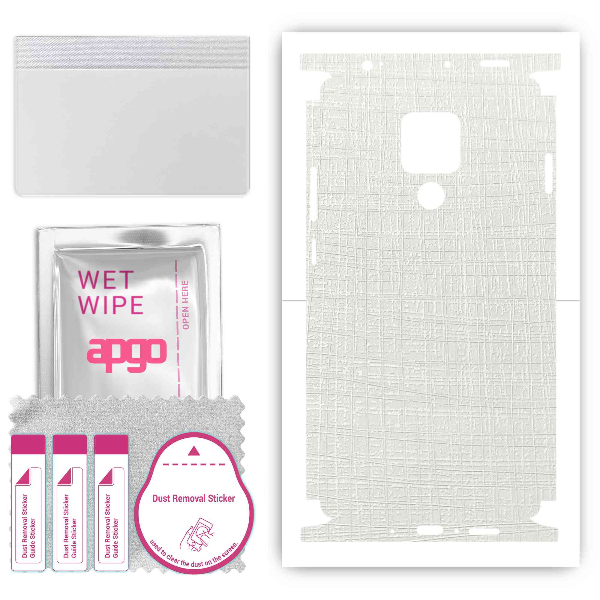 

apgo Protective Skin Sticker for the back+sides compatible with Huawei Mate 20 X, Full Wrap Film, Foil, Vinyl - Pattern White Fabric