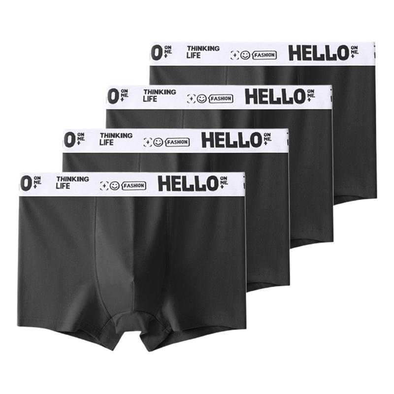 4Pcs Men's Underwear Comfortable Boxer Briefs Teenager Undershorts Breathable Antibacterial Shorts