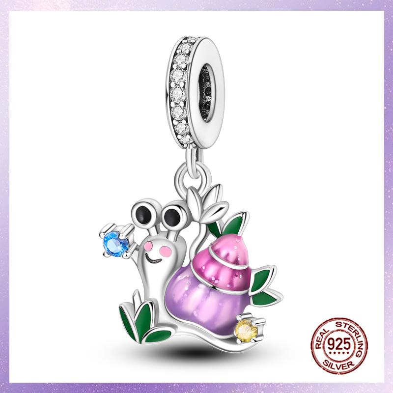 Purple Charms Copper Fit Original Pendant Bracelet Butterfly Glass Heart Feather Clip Charm Dangle Luminous Bead Diy Jewelry