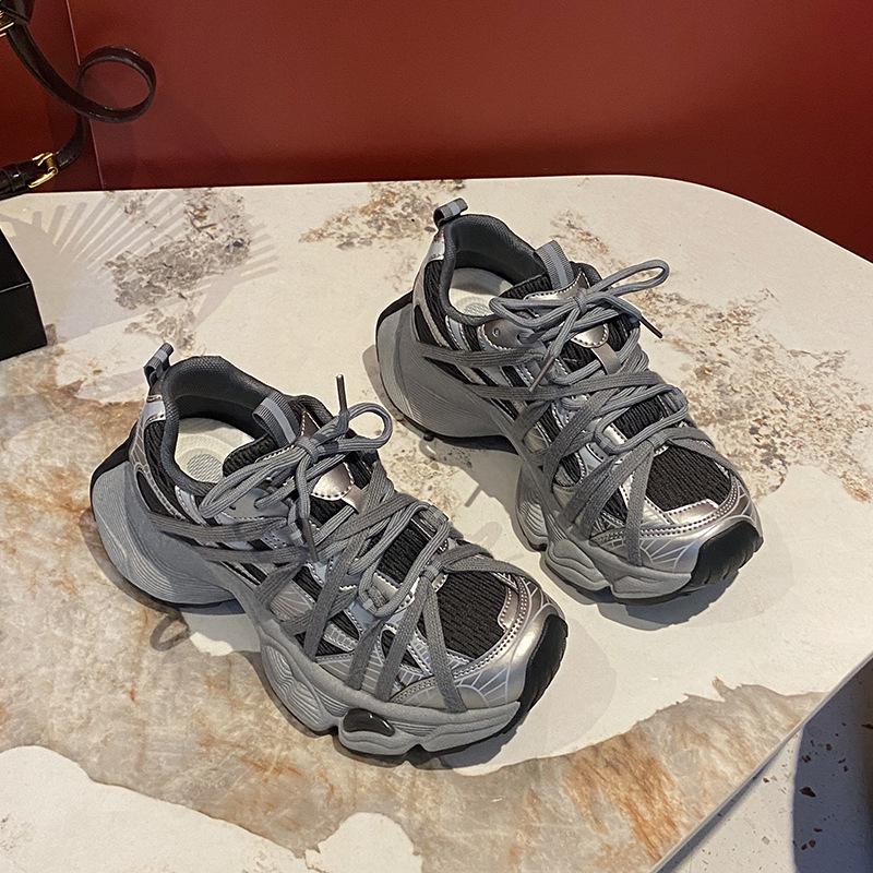 Trend 2025 Grube Podeszwy Paryskie Buty Dad: Oddychające Siatkowe Codzienne Buty do Biegania dla Par - Damskie Styl Letni/Jesienny