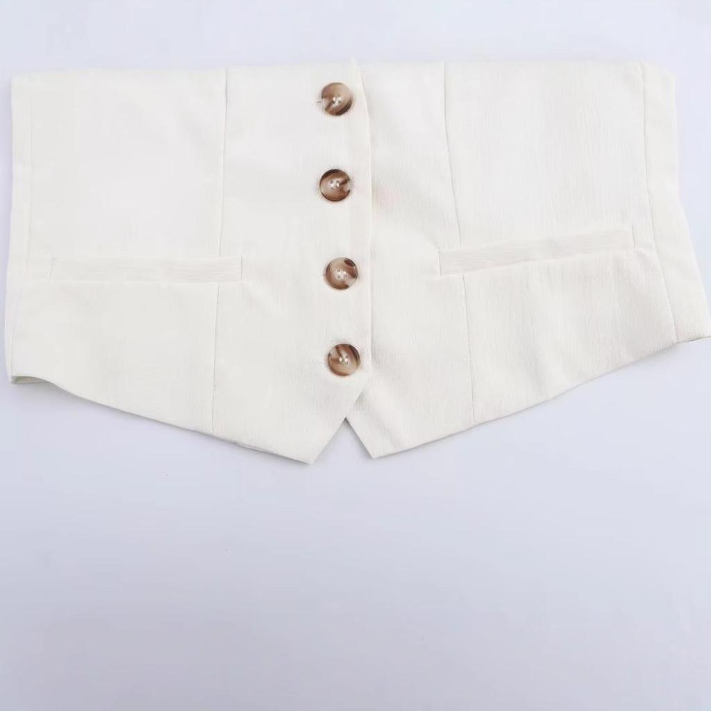 2025 Spring Women's European & American Slimming Single-Breasted Vest Top
