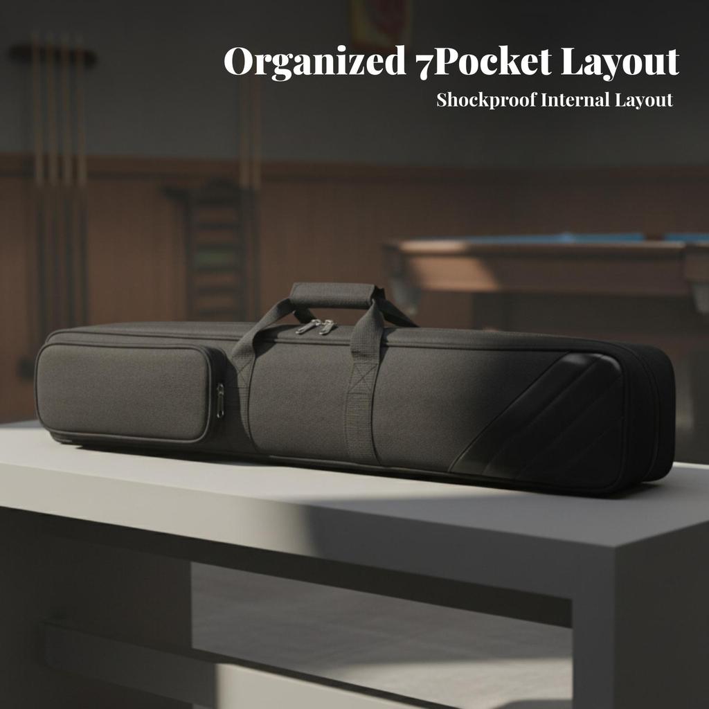 Billiard Cue Case Soft with Pocket Sturdy for Travel, Practice Sessions