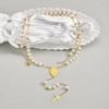 Rosary Pearls Beaded Cross Necklaces for Women, Virgin Mary Necklace, Non Tarnish Catholic Y Chain Crucifix Necklace Pendant