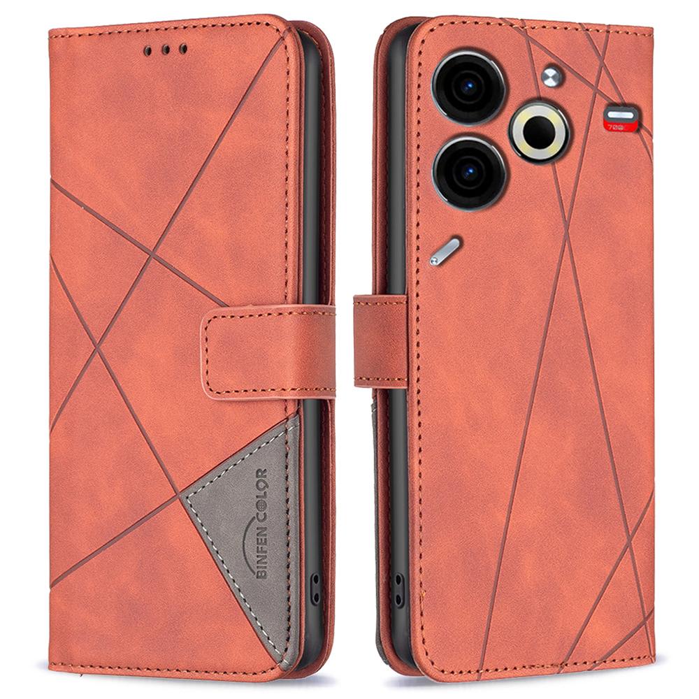 For TECNO Pova 6 Neo Phone Cases Wallet Stand Geometry Imprint Leather Cover