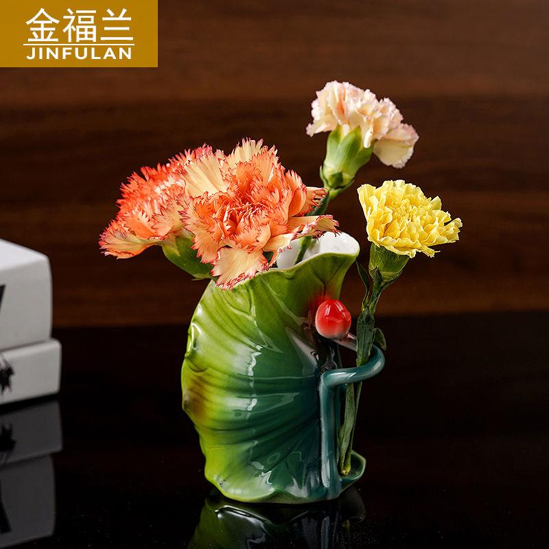 

New Chinese Enamel Color Lotus Ceramic Vase, Office Decorations, Ornaments, Flower Arrangement, Desktop Small Object Storage