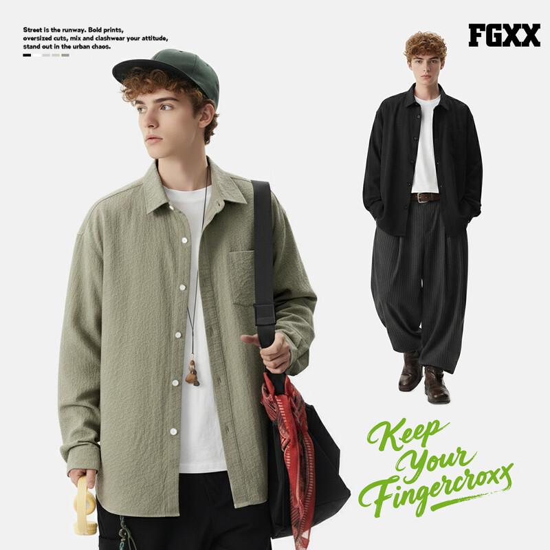 Fingercroxx Men's Retro Textured Casual Shirt Jacket