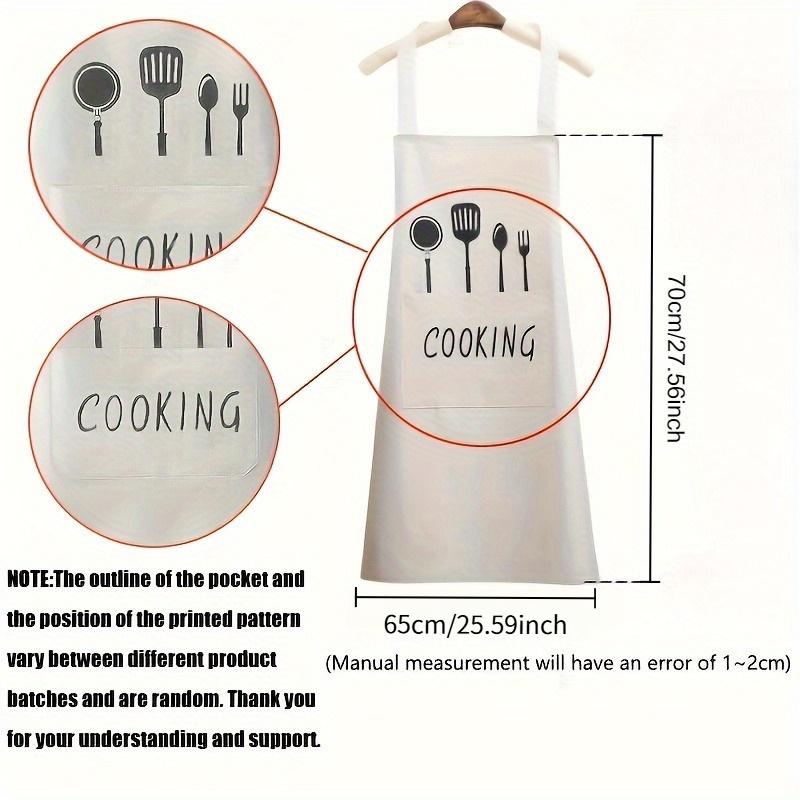 Printed Polyester Bib Apron Lightweight With Front Pocket Washable Kitchen Work Apron For Household Cooking Catering Restaurant Use