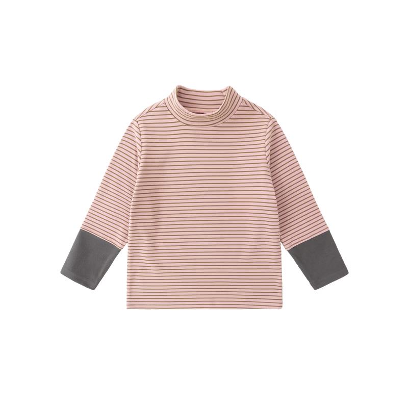 Girls' Striped High-Neck Long-Sleeve Tee