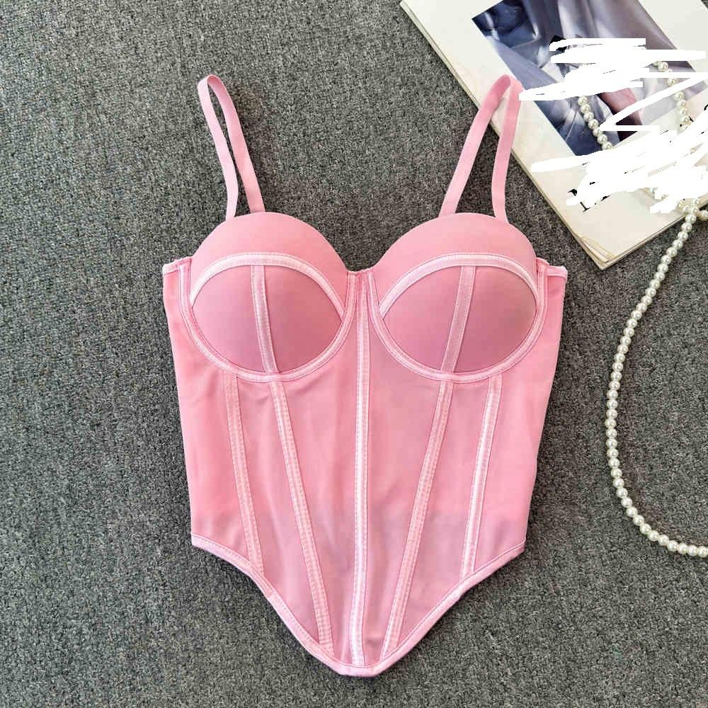 Summer Tight Ladies Trendy Stylish Bustier Basic Vintage Mesh Corset Bra Vest