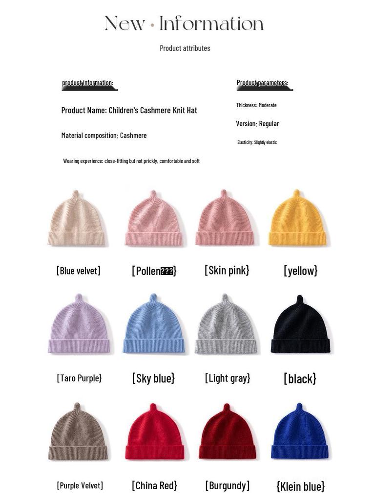 Cashmere Baby Knit Hat - Autumn/Winter Cute & Warm for Boys and Girls