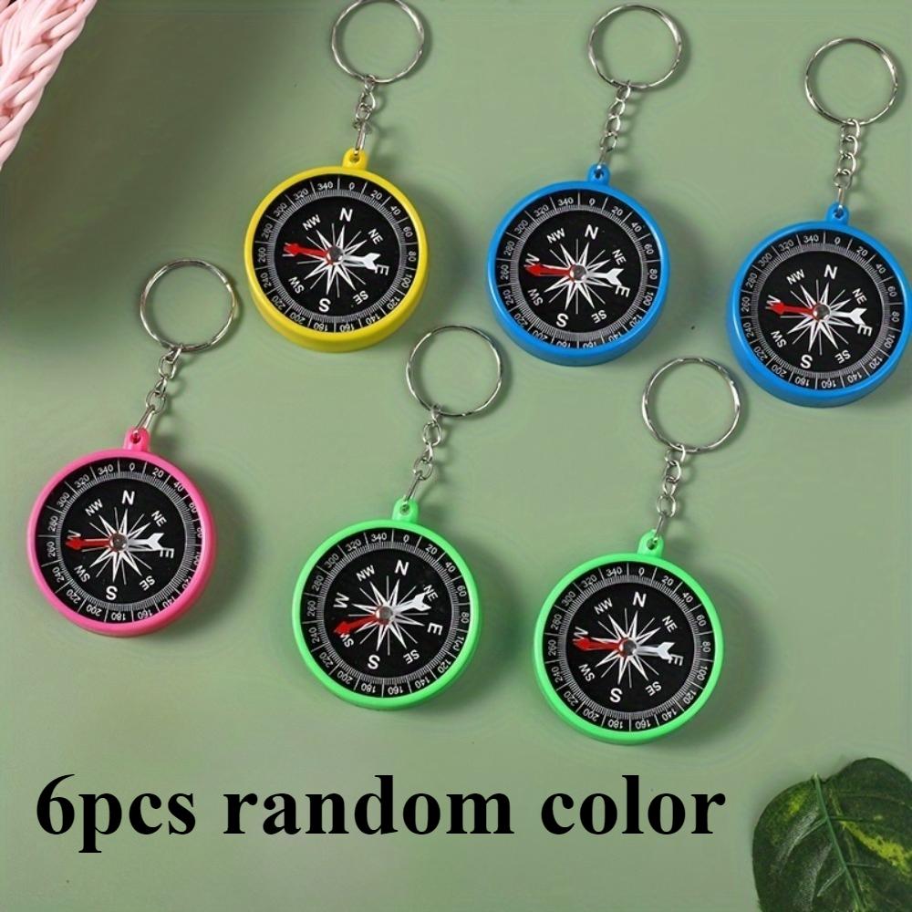 6pcs Outdoor Compass Keychain, The Perfect Choice for Classroom Prizes. The Ideal Choice for Camping and Hiking