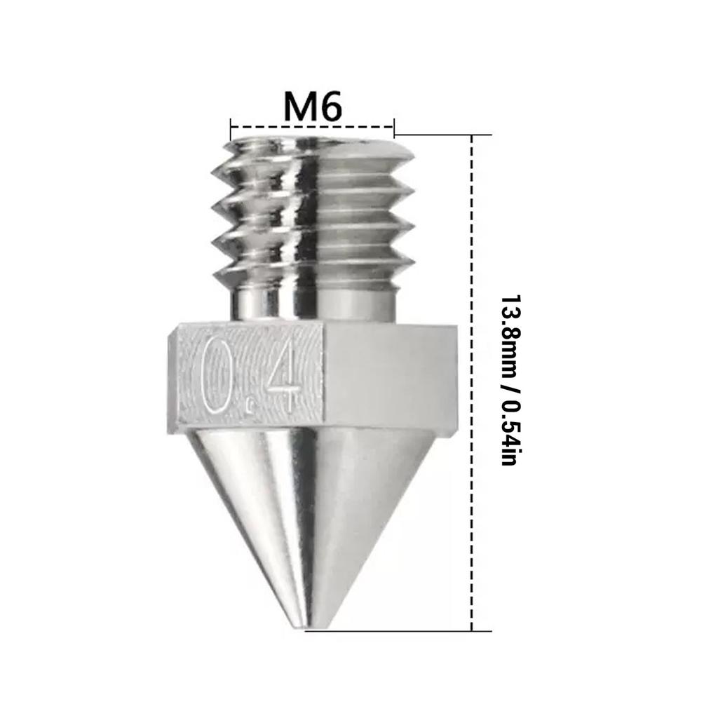 3D-Druckerdüse Spitze 0,4 mm Gehärtet Hochgenaue Legierung Hot-End Ersatzteile für Raise3D N Pro2 Pro3 E2 Serie