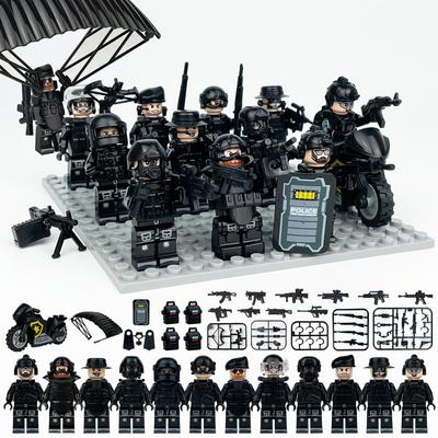 Vojenská série černých protiteroristických speciálních policejních postav, stavební bloky, hračky