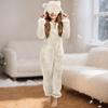 Children's Fashion Solid Colour Autumn/Winter Plush Hooded Onesie Loungewear Pyjamas With Eye Mask