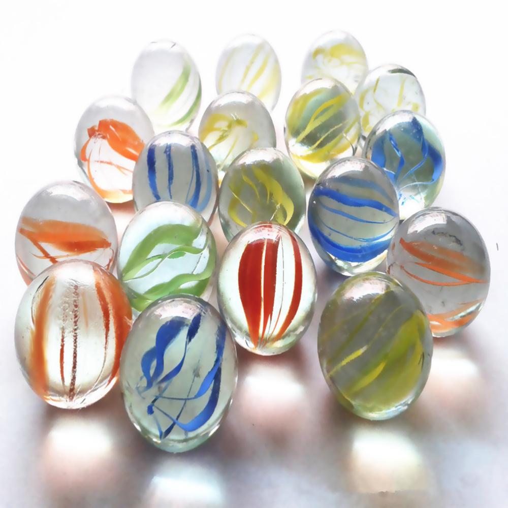 100pcs 14MM Cat Eye Petal Glass Marble Catapult Marble Colored Pattern Glass Beads Transparent Marble Ball Children's Toy