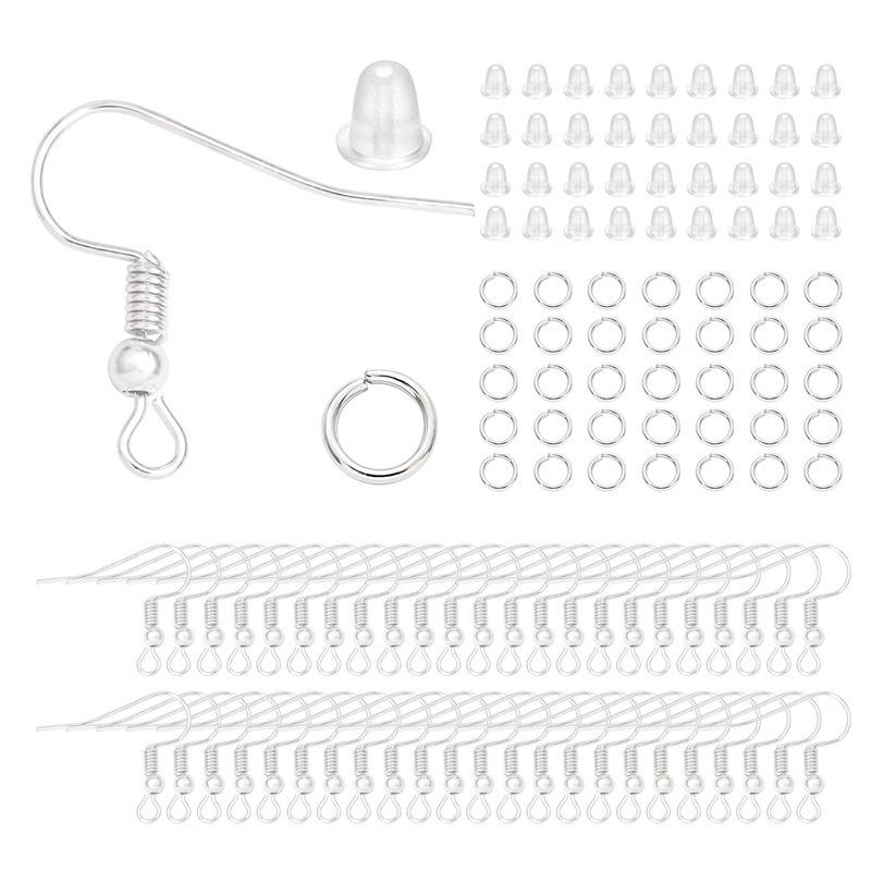 100-teiliges DIY Ohrringzubehör-Set: Ohrhaken, Biegeringe, Ohrstöpsel für handgefertigte baumelnde Ohrringe