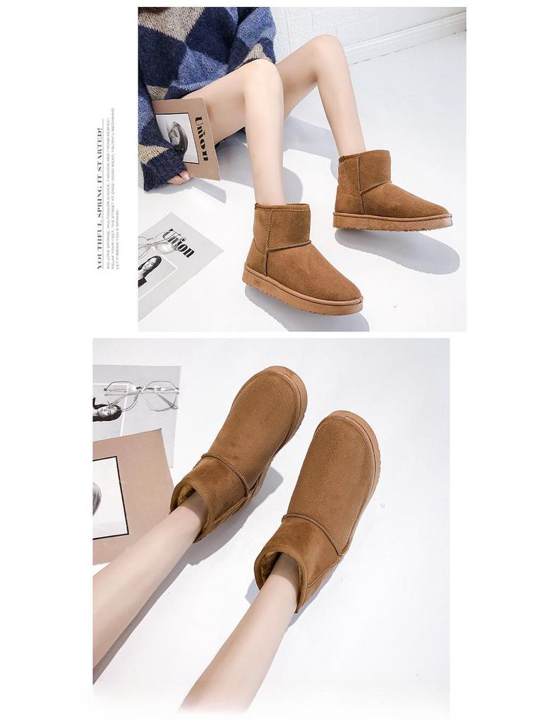 Women's Large Size 2025 Flat Heel Snow Boots - Autumn/Winter Warm Velvet Cotton Shoes