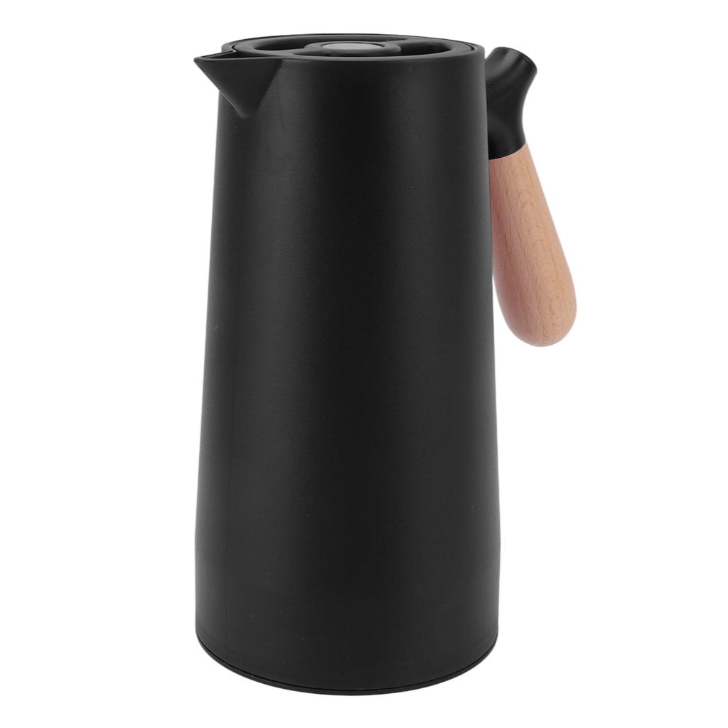 1L Thermal Coffee Carafe 12h Insulation Olecranon Water Outlet Thermal Bottle with Wooden Handle