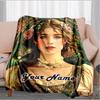 1PC Custom Name "Victorian Elegance Portrait" Flannel Blanket Versatile,all-season Throw Suitable for the Living Room,bedroom,camping,travel,and Gift