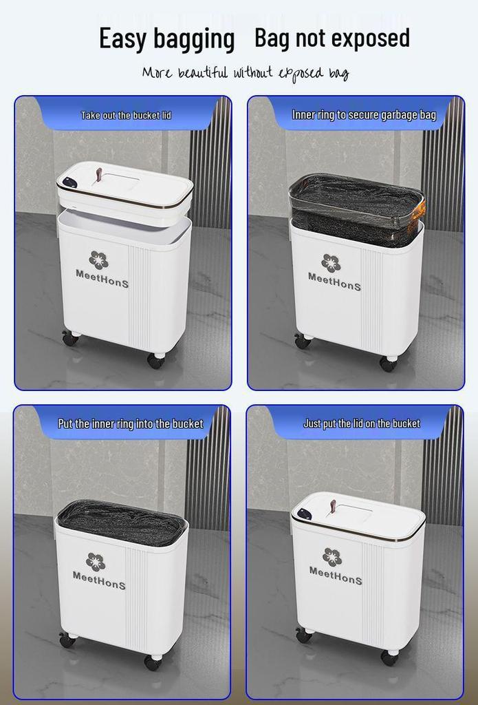 Large Smart Sensor Trash Can with Lid for Kitchen, Living Room, Office, and Bathroom - High-Leg Design & Large Capacity