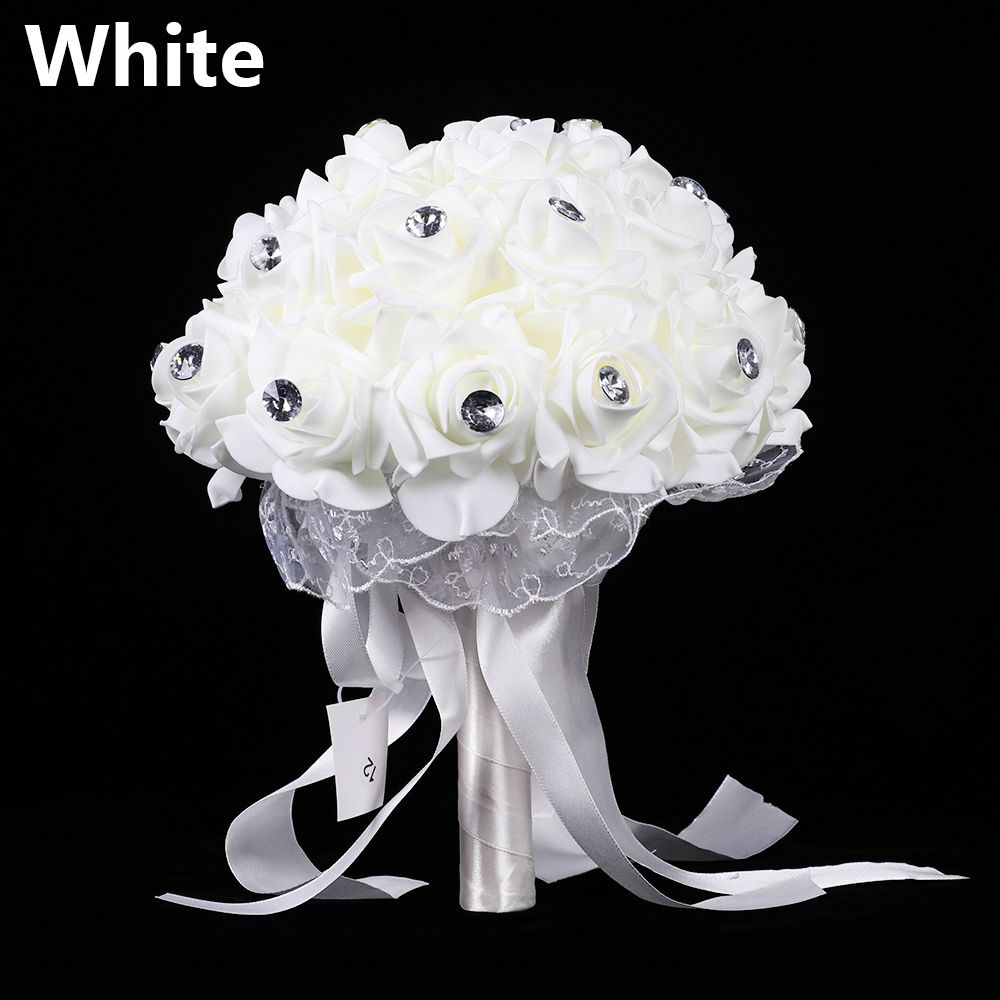 Crystal Wedding Flowers Western Wedding Flower Simulation Rose Flower Small Bouquet Rhinestone Lace Hand Bouquet