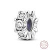 Design 925 Silver Heart Claw Print Bee Conch Text Shining Zircon Fixed 3mm Charms Beads DIY Jewelry Making