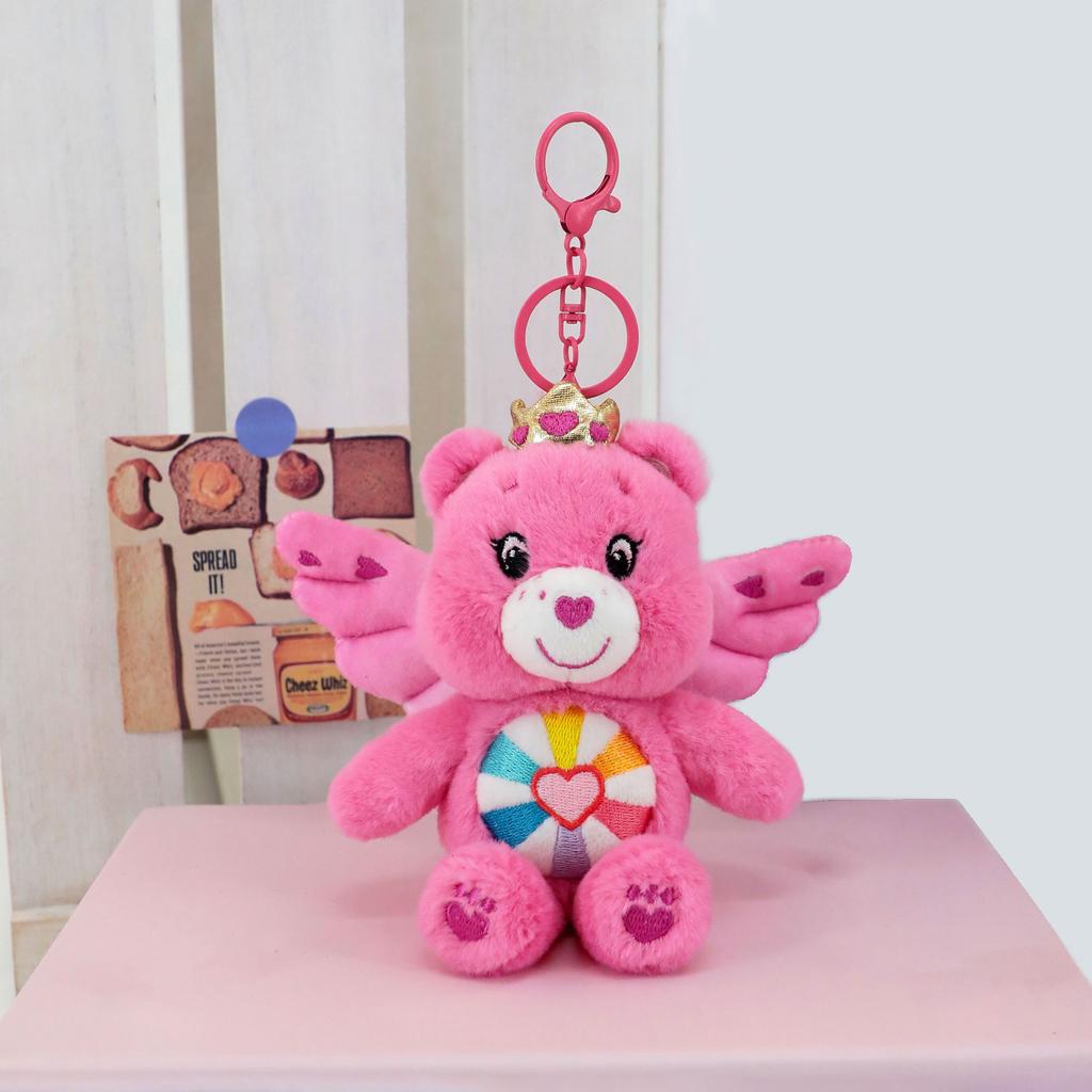 Care Bears Cute Angel Wings 15cm Plush Keychain Stuffed Doll Pendant Kawaii Bag Charm Luggage Accessory Soft Stuffed Animal Key