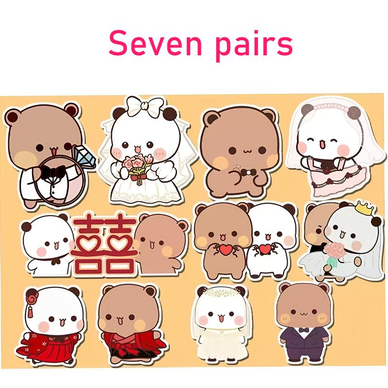 Cute Bubu Dudu Wedding Fridge Magnets Kawaii Panda Yier Home Decor Sticker Creative Anime Home Accessories Couple Ornament Gift