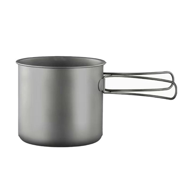 Metal Camping Pots Outdoor Cooking Pots with Folding Handle Camping Cookware for Camping Hiking Picnic Travel