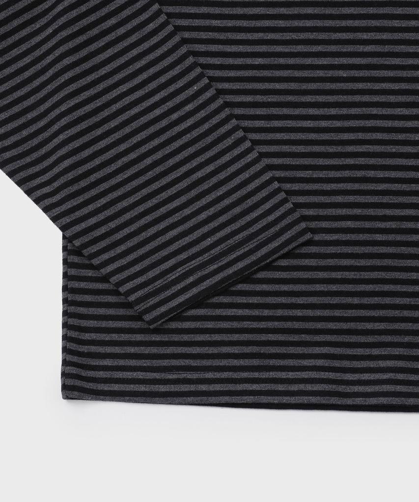 SLOW RECORD HOUSE Striped Long Sleeve_Black